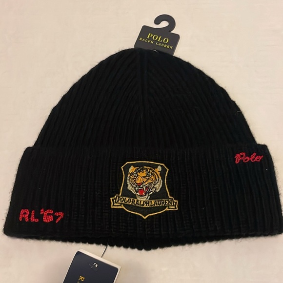 Polo Ralph Lauren Men’s Beanie Tiger Mascot Patch Cuffed Watch Cap - Picture 2 of 3